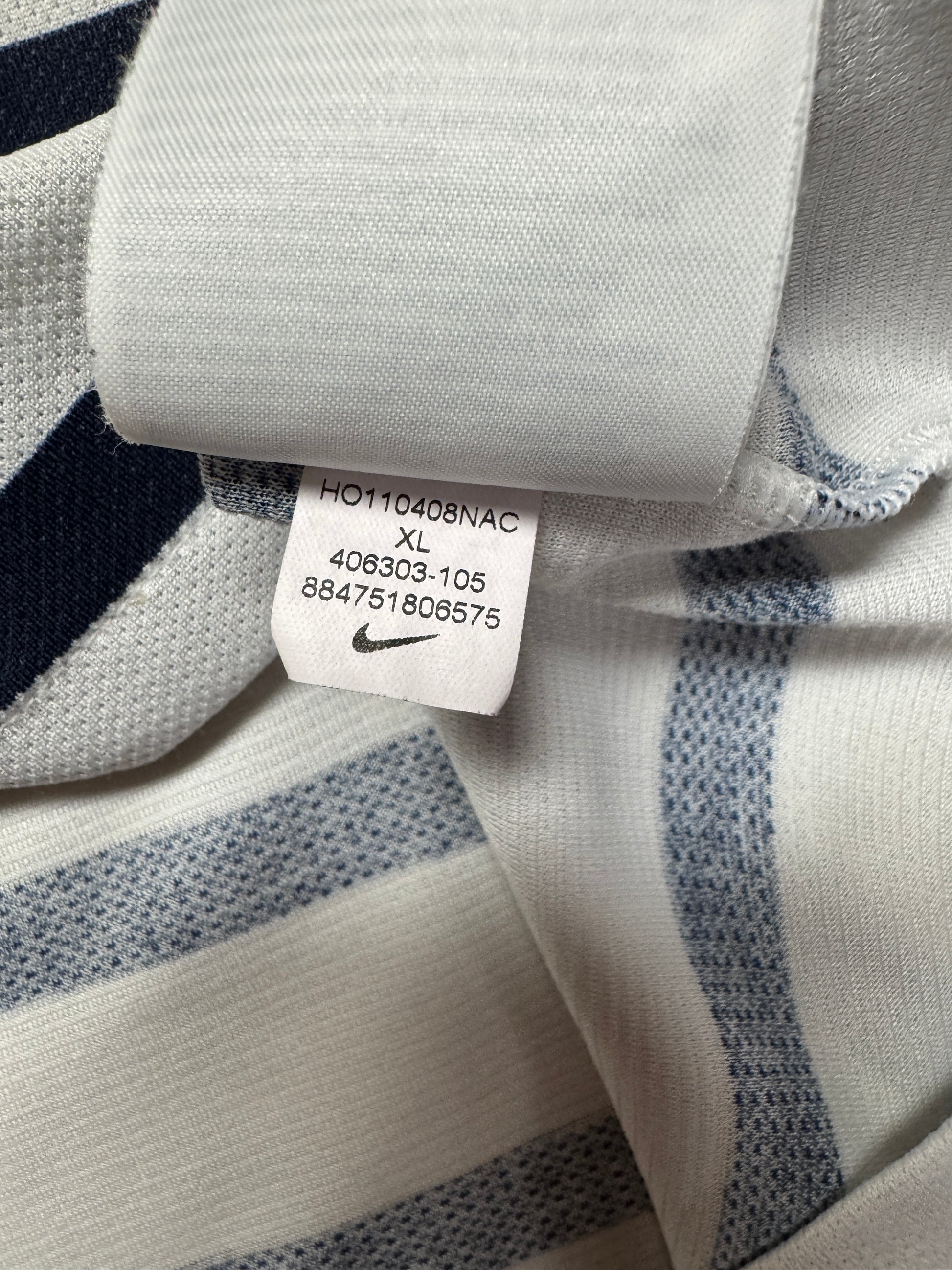 2011/12 Nike Trikot Frankreich Auswärts Gestreift Weiß Dunkelblau XL - RareRags