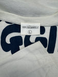 Vintage Animal Print Shirt 90s "Cat's Jogging" Single Stitch Weiß L