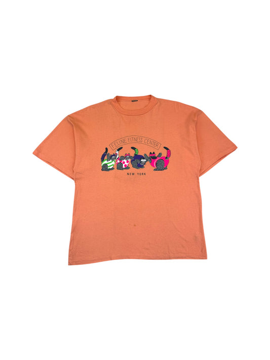Vintage Promo Shirt 90s "Feline Fitness Center - New York" Peach L-XL