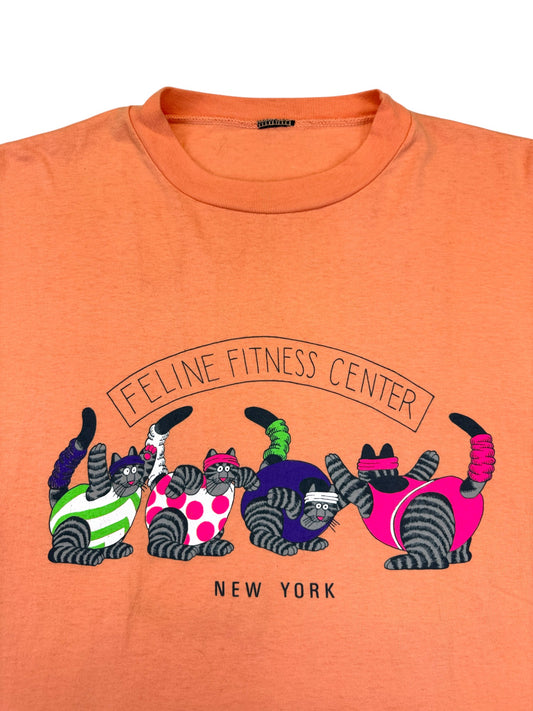 Vintage Promo Shirt 90s "Feline Fitness Center - New York" Peach L-XL