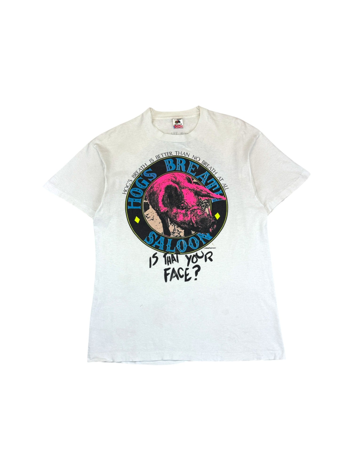 Vintage Fruit Of The Loom Shirt 90s "Hog's Breath Saloon" Made In USA Single Stitch Weiß L
