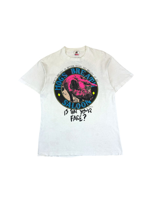 Vintage Fruit Of The Loom Shirt 90s "Hog's Breath Saloon" Made In USA Single Stitch Weiß L