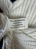 Vintage Fred Perry Strickpullover 90s V-Ausschnitt Tennis Look Made In England Weiß L