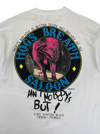 Vintage Fruit Of The Loom Shirt 90s "Hog's Breath Saloon" Made In USA Single Stitch Weiß L