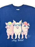 Vintage Hanes Shirt Late 90s "Hog Wild" Dunkelblau XL