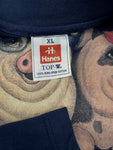 Vintage Hanes Shirt Late 90s "Hog Wild" Dunkelblau XL