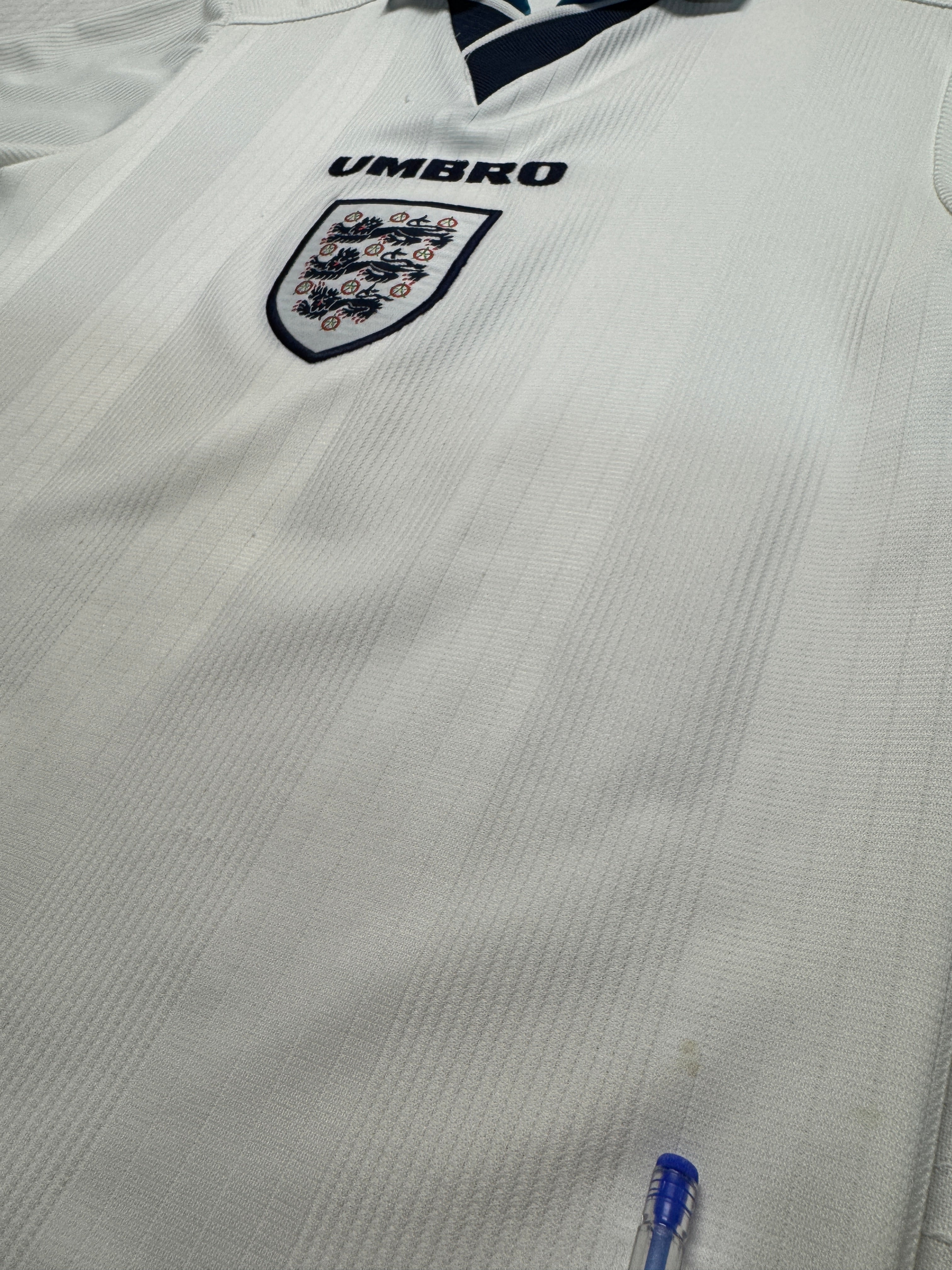 1995/96 Umbro Kids Trikot England Weiß 2 - RareRags