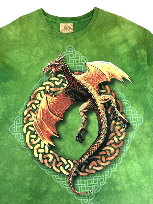 Vintage The Mountain Shirt 90s Dragon Print Grün XL
