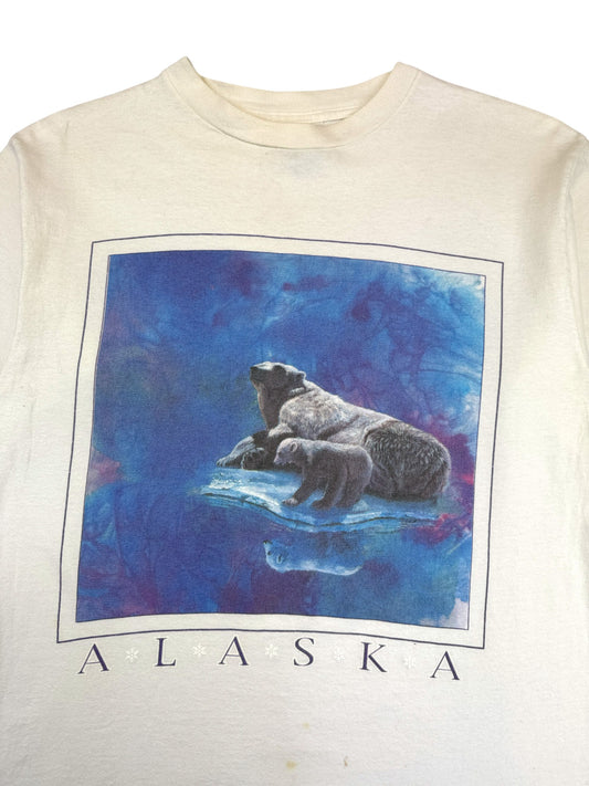 Vintage Prairie Mountain Shirt 80s Alaska Eisbären Single Stitch Made In USA Weiß M