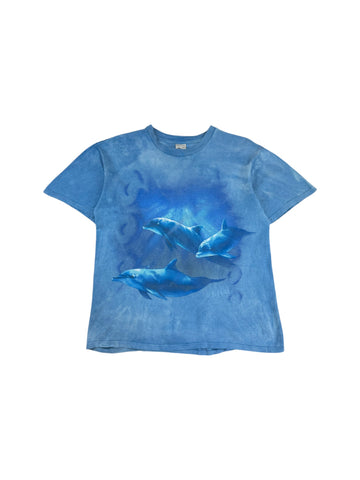 Vintage Harlequin Shirt 90s Nature Delfin Print Made In The EU Blau M