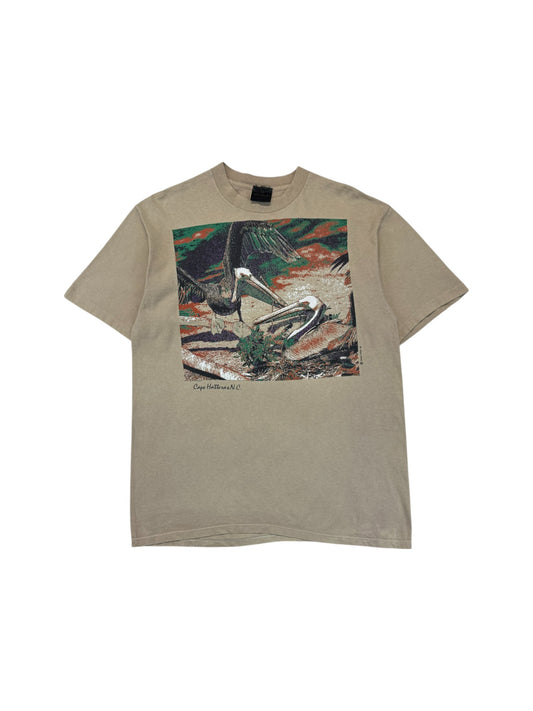 Vintage Touch Of Gold Shirt 1992 "Cape Hatteras N.C." Brown Pelicans Single Stitch Made In USA Braun L-XL