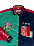 Vintage Dito Dito Cordhemd Patchwork "Sweet Country Life" Bunt XL
