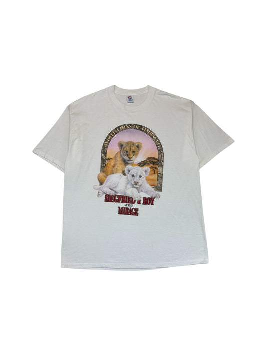 Vintage Jerzees Shirt 90s „White Lions of Timbavati – Siegfried & Roy at The Mirage“ Made In USA Weiß XL