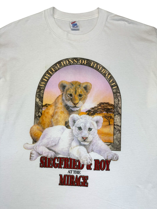 Vintage Jerzees Shirt 90s „White Lions of Timbavati – Siegfried & Roy at The Mirage“ Made In USA Weiß XL