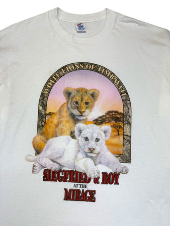 Vintage Jerzees Shirt 90s „White Lions of Timbavati – Siegfried & Roy at The Mirage“ Made In USA Weiß XL