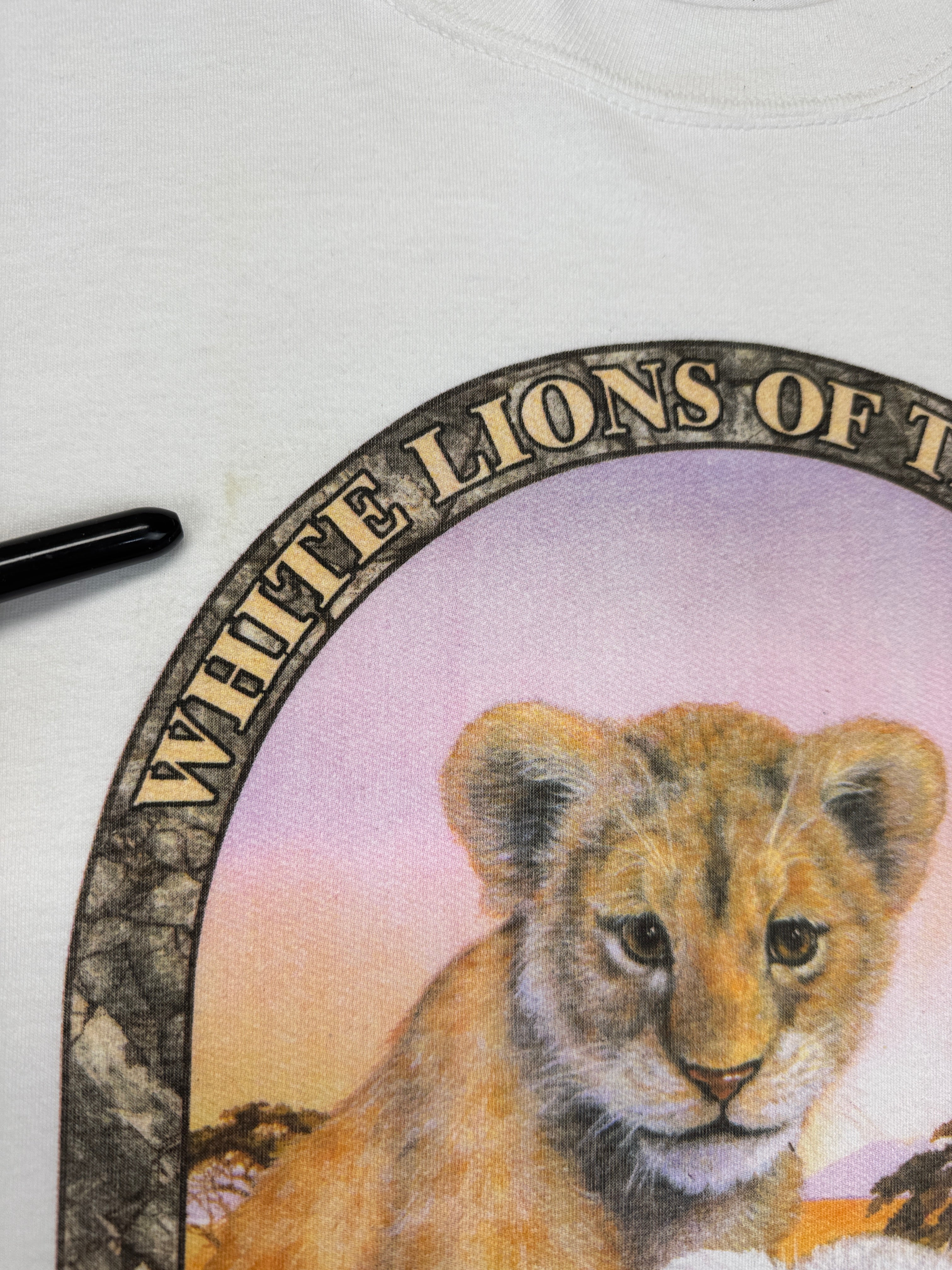 Vintage Jerzees Shirt 90s „White Lions of Timbavati – Siegfried & Roy at The Mirage“ Made In USA Weiß XL