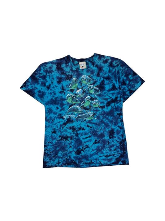Vintage Gooses Shirt 90s Bottlenose Dolphines Made In Australia Tie-Dye Blau M