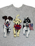 Vintage International Design Group Shirt 90s "Patriotic Dogs USA" Sea Bell Inc Single Stitch Grau XL-XXL