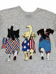 Vintage International Design Group Shirt 90s "Patriotic Dogs USA" Sea Bell Inc Single Stitch Grau XL-XXL