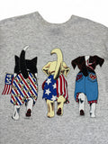 Vintage International Design Group Shirt 90s "Patriotic Dogs USA" Sea Bell Inc Single Stitch Grau XL-XXL