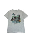 Vintage Fruit Of The Loom Shirt 90s Wildlife Print "Bennington, Vermont" Grau L