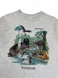 Vintage Fruit Of The Loom Shirt 90s Wildlife Print "Bennington, Vermont" Grau L
