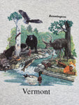 Vintage Fruit Of The Loom Shirt 90s Wildlife Print "Bennington, Vermont" Grau L