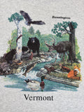 Vintage Fruit Of The Loom Shirt 90s Wildlife Print "Bennington, Vermont" Grau L
