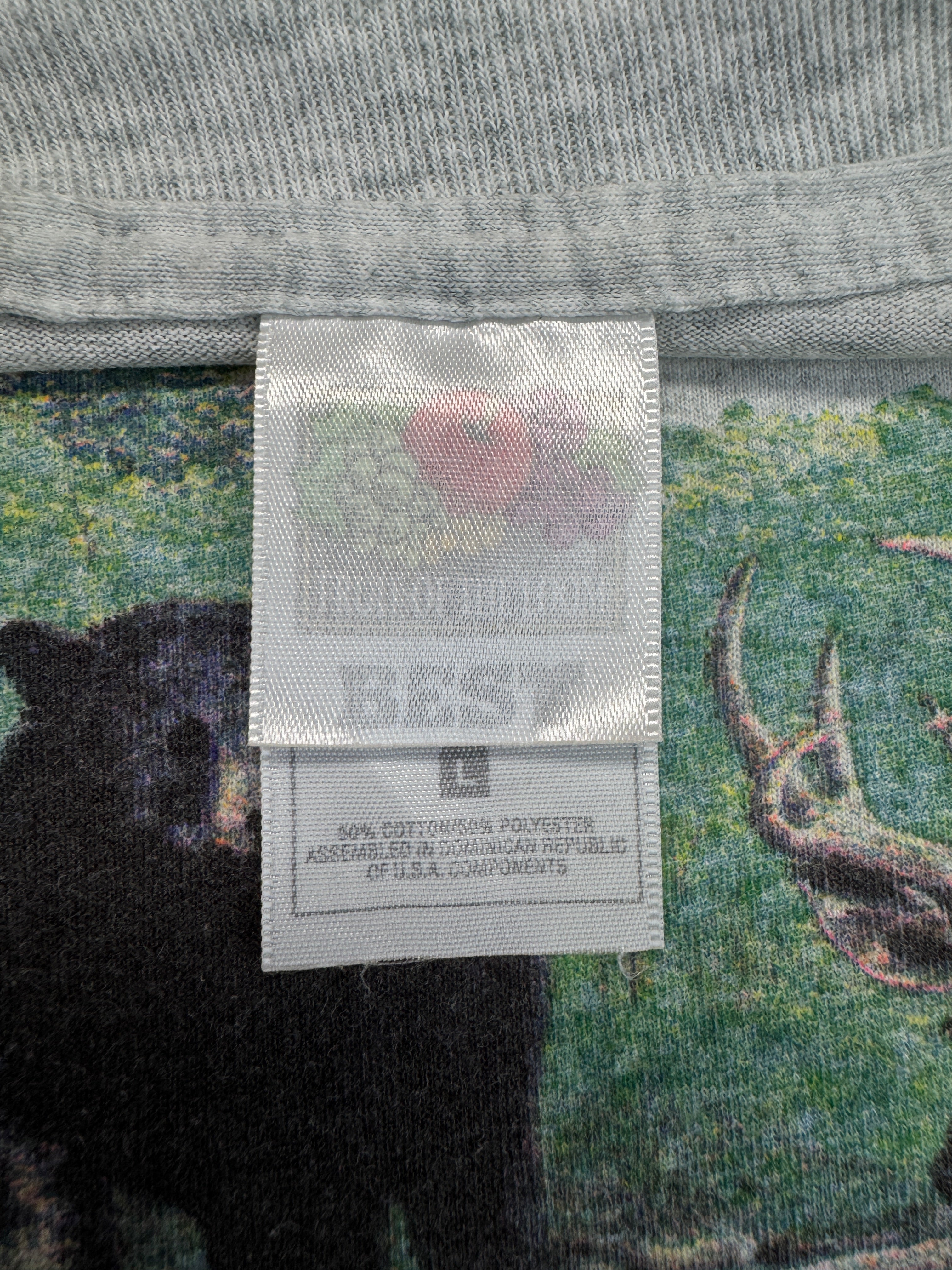 Vintage Fruit Of The Loom Shirt 90s Wildlife Print "Bennington, Vermont" Grau L