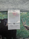 Vintage Fruit Of The Loom Shirt 90s Wildlife Print "Bennington, Vermont" Grau L
