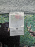 Vintage Fruit Of The Loom Shirt 90s Wildlife Print "Bennington, Vermont" Grau L