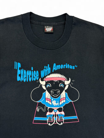 Vintage Screen Stars Shirt 80s "Exercise with Ameritas" Single Stitch Made In USA Schwarz XL