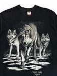 Vintage Fruit Of The Loom Shirt 1994 Fletchers Wildlife "Crater Lake Oregon" Wölfe Single Stitch Made In USA Schwarz L