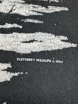 Vintage Fruit Of The Loom Shirt 1994 Fletchers Wildlife "Crater Lake Oregon" Wölfe Single Stitch Made In USA Schwarz L