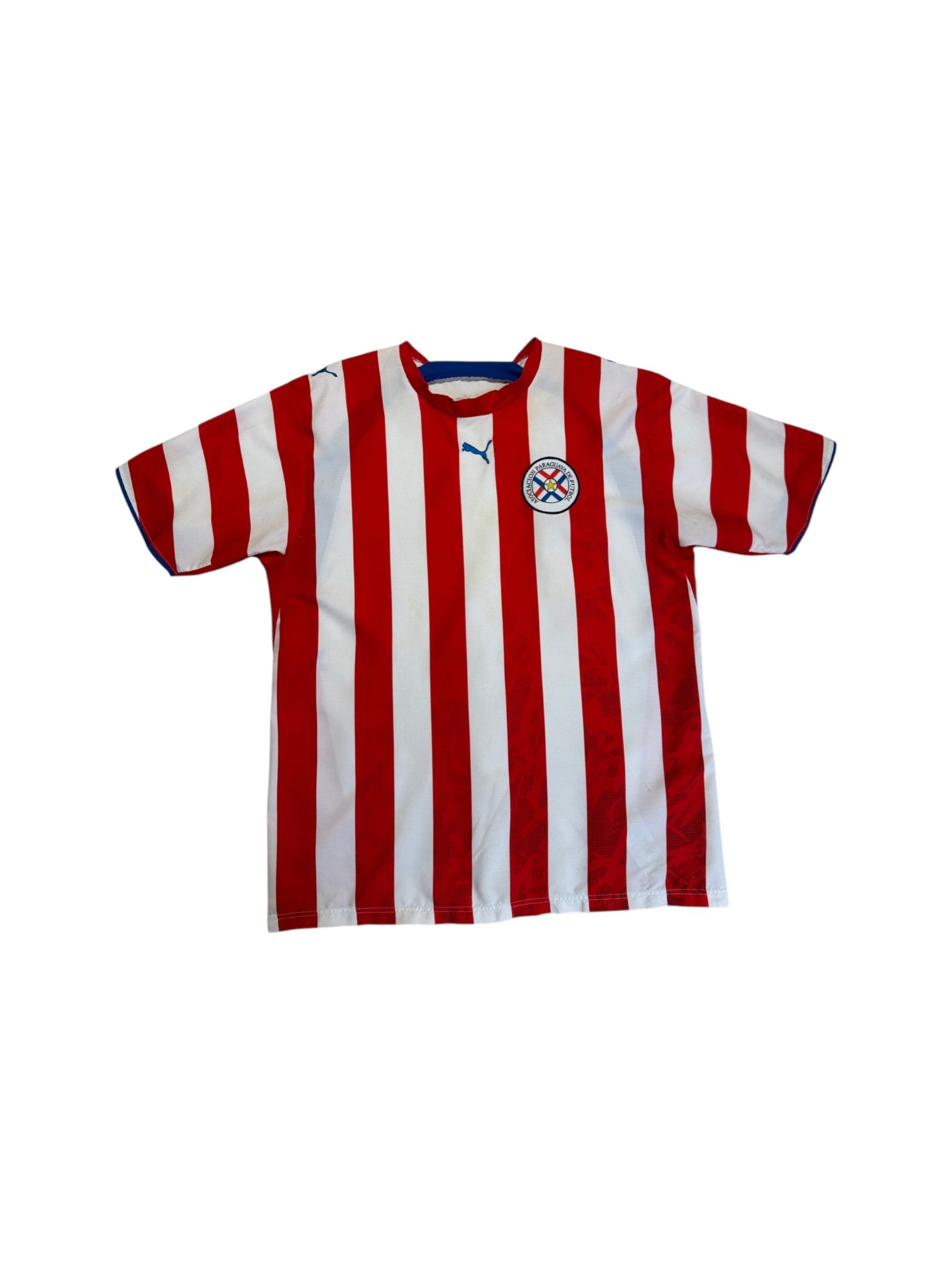 2006 Puma Trikot Paraguay Heim Gestreift Rot Weiß M - RareRags