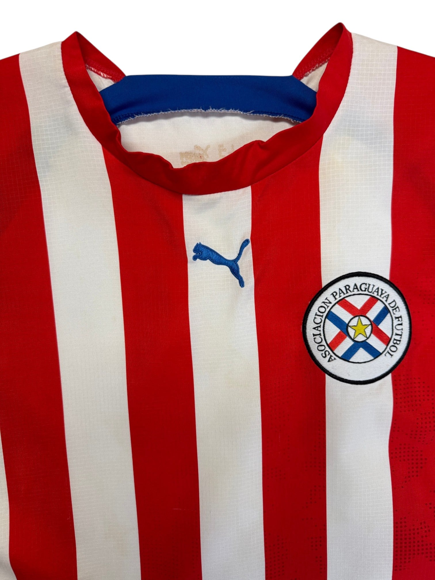 2006 Puma Trikot Paraguay Heim Gestreift Rot Weiß M - RareRags