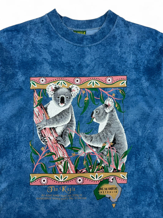 Vintage Nature Print Shirt 90s "The Koala - Save the Habitat" Made In Australia Blau S