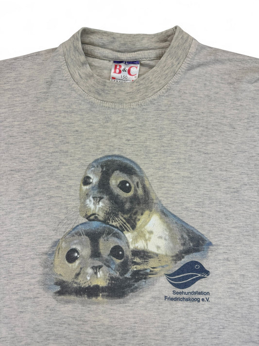 Vintage B&C Shirt 90s "Seehundstation Friedrichskoog e.V." Grau L