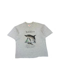 Vintage Hanes Educational Graphic Shirt 1994 "IO VIVO IN SARDEGNA" Delfine Grau XL