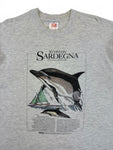 Vintage Hanes Educational Graphic Shirt 1994 "IO VIVO IN SARDEGNA" Delfine Grau XL