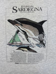 Vintage Hanes Educational Graphic Shirt 1994 "IO VIVO IN SARDEGNA" Delfine Grau XL