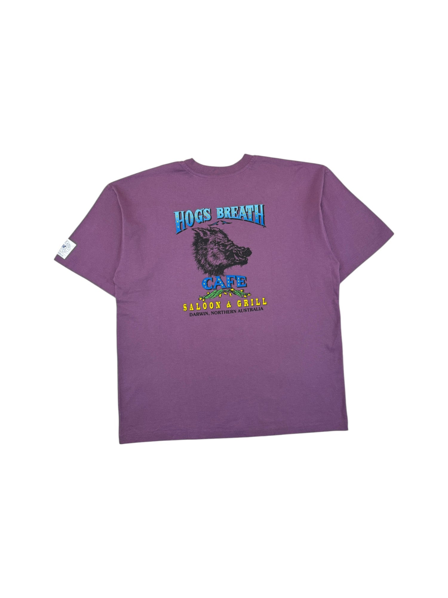 Vintage Bad Hog Shirt 90s "Hogs Breath Saloon & Grill" Single Stitch Lila L