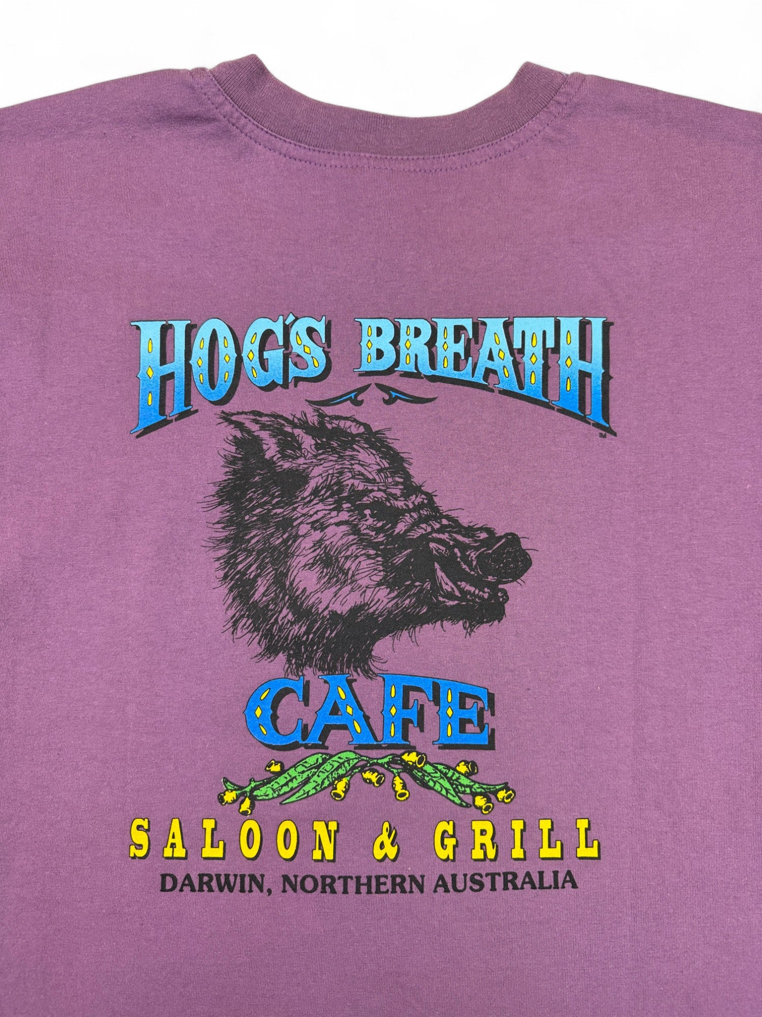 Vintage Bad Hog Shirt 90s "Hogs Breath Saloon & Grill" Single Stitch Lila L