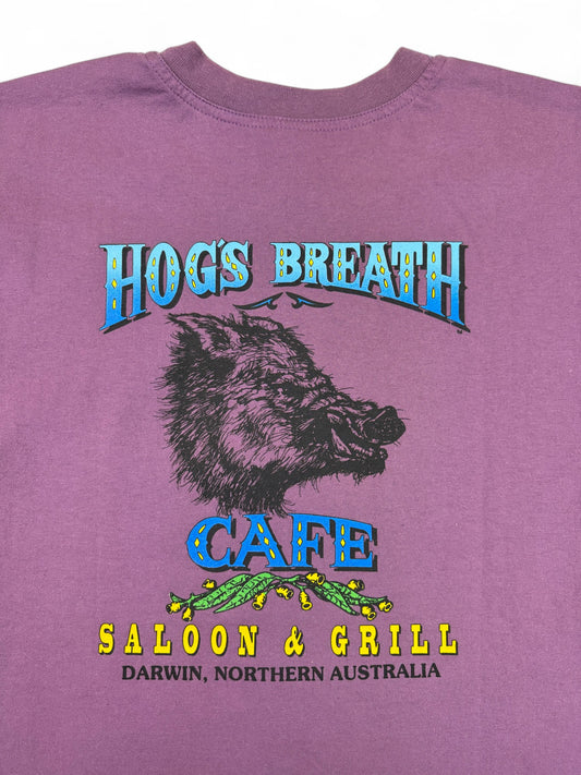 Vintage Bad Hog Shirt 90s "Hogs Breath Saloon & Grill" Single Stitch Lila L