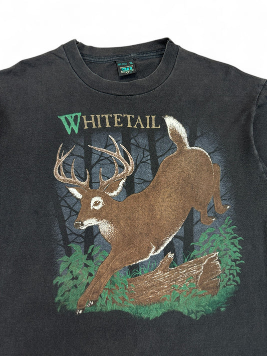 Vintage Tee's Unlimited Shirt 90s "Whitetail Deer" Single Stitch Made In USA Schwarz XL