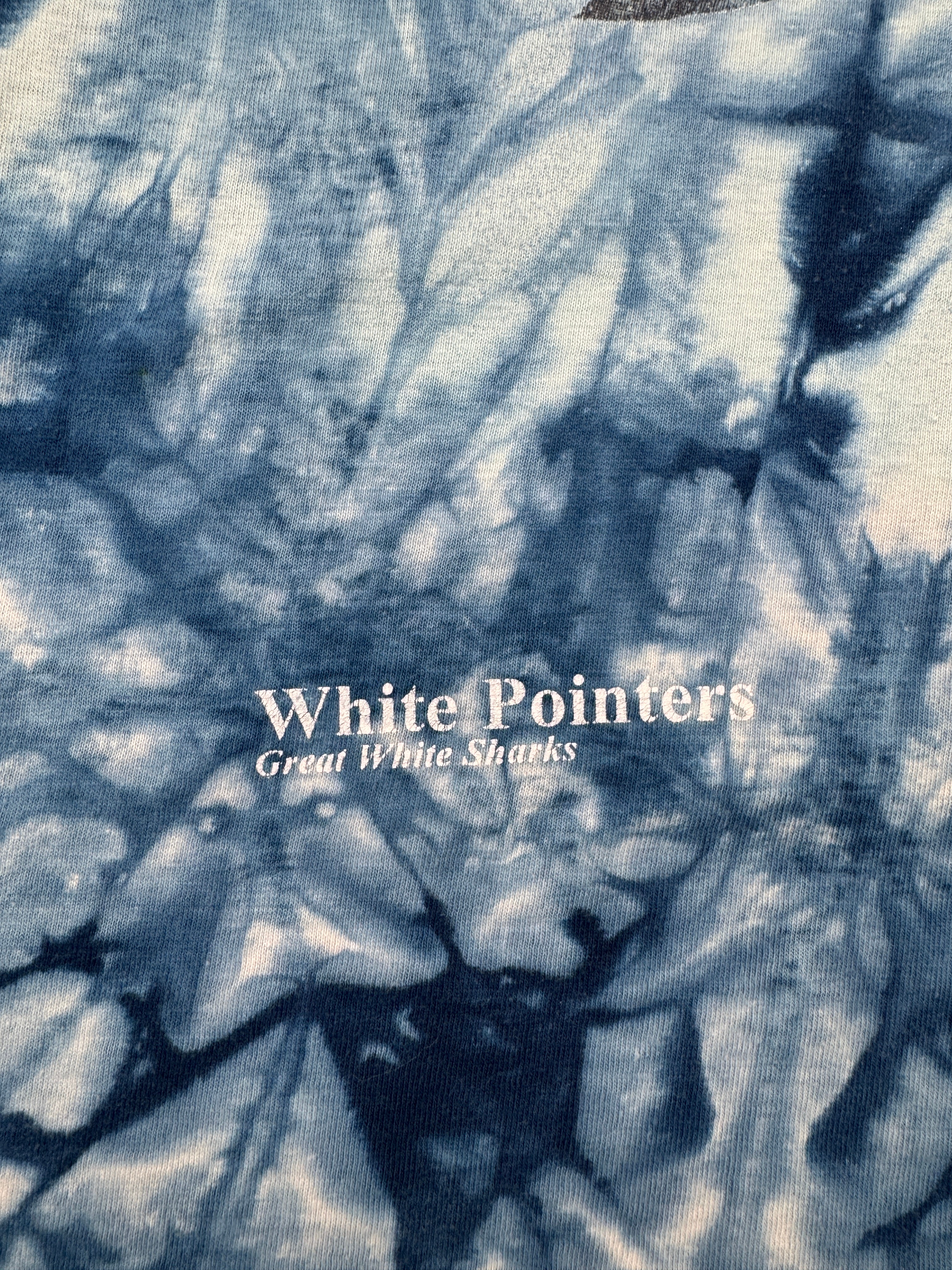 Vintage Planet Earth Shirt 90s "One planet, one future, White Pointers, Shark" Made In Australia Blau L