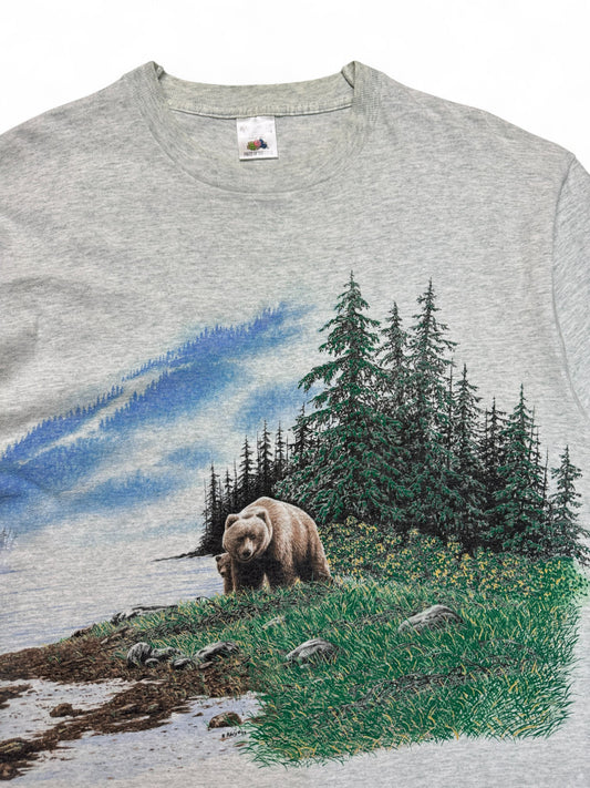 Vintage Fruit Of The Loom Shirt 90s Nature Print Kimberley Made In Canada Single Stitch Grau XL
