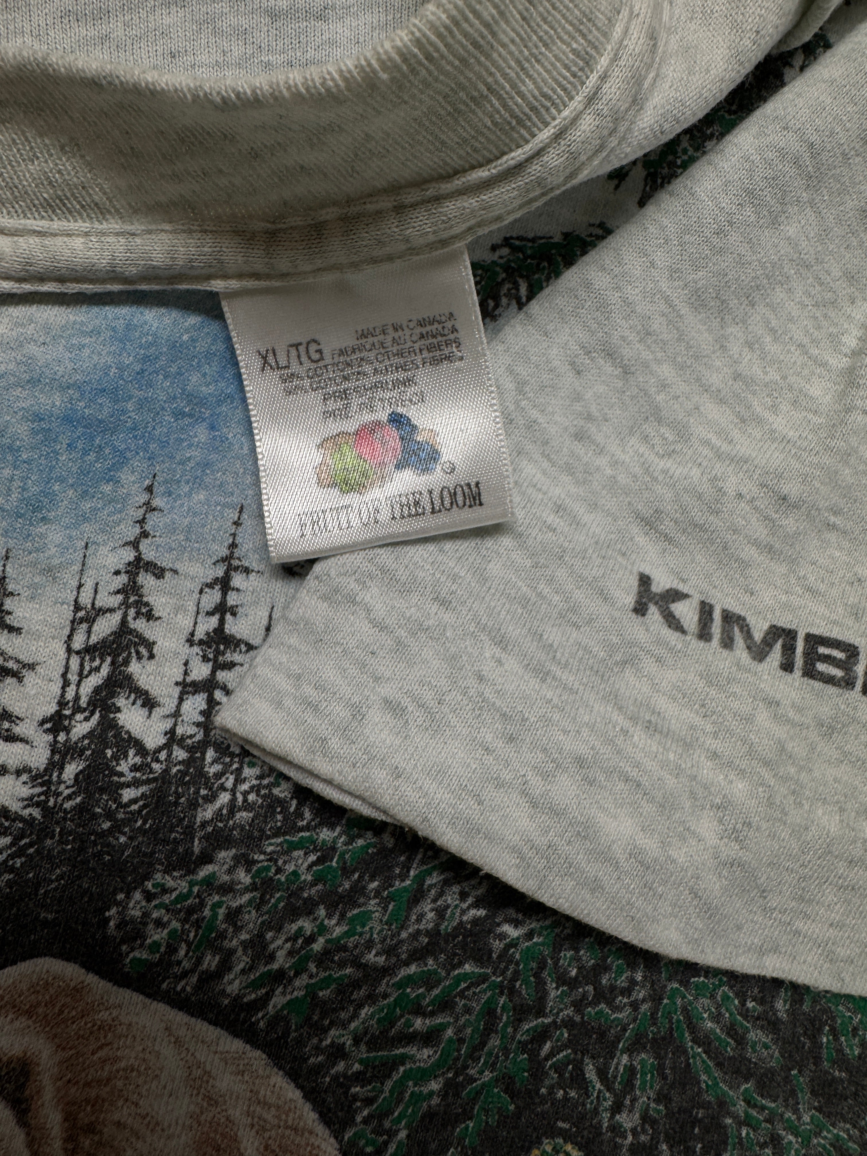 Vintage Fruit Of The Loom Shirt 90s Nature Print Kimberley Made In Canada Single Stitch Grau XL