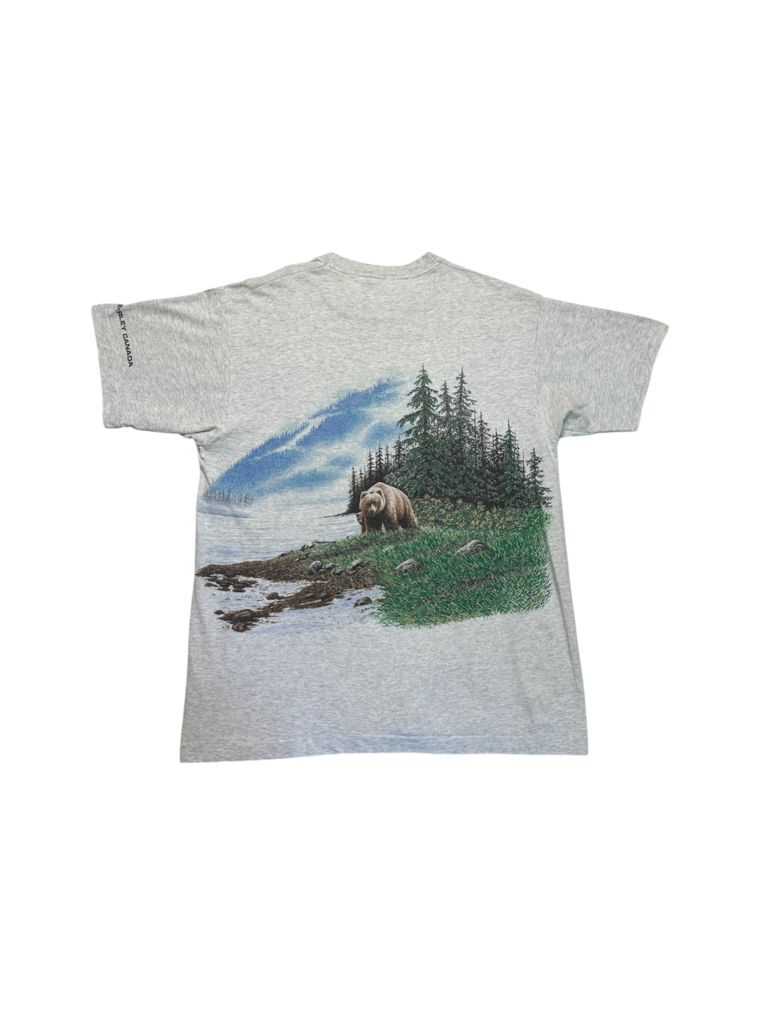 Vintage Fruit Of The Loom Shirt 90s Nature Print Kimberley Made In Canada Single Stitch Grau XL