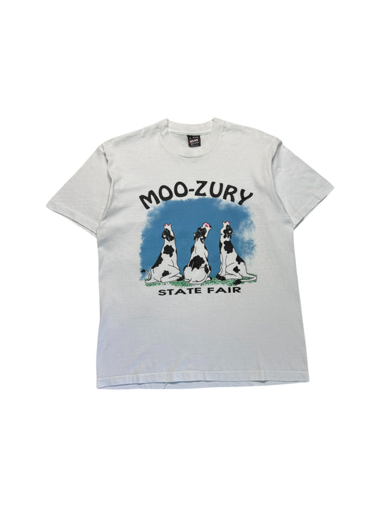 Vintage Fruit Of The Loom Shirt 90s “Moo-Zury State Fair” Single Stitch Made In USA Weiß L
